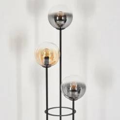 Gastor Lampadaire 30 cm Bois foncé, Noir, 3 lumières