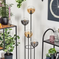 Gastor Lampadaire 30 cm Bois clair, Noir, 4 lumières