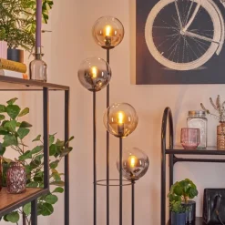 Gastor Lampadaire 30 cm Bois clair, Noir, 4 lumières