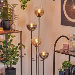 Gastor Lampadaire 30 cm Bois clair, Noir, 4 lumières