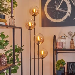 Gastor Lampadaire 30 cm Bois clair, Noir, 4 lumières