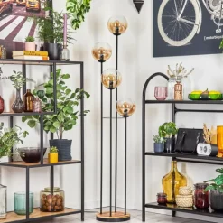 Gastor Lampadaire 30 cm Bois clair, Noir, 4 lumières