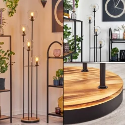 Gastor Lampadaire 30 cm Bois clair, Noir, 4 lumières