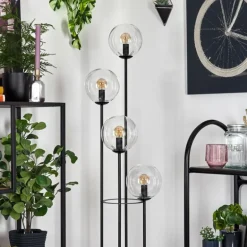 Gastor Lampadaire 30 cm Bois clair, Noir, 4 lumières