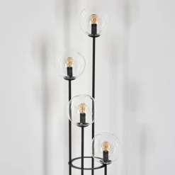 Gastor Lampadaire 30 cm Bois clair, Noir, 4 lumières