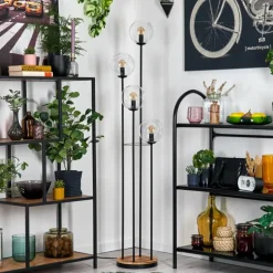 Gastor Lampadaire 30 cm Bois clair, Noir, 4 lumières