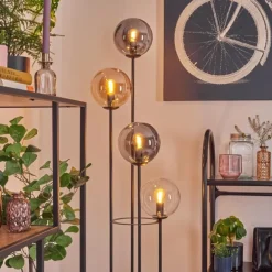 Gastor Lampadaire 30 cm Bois clair, Noir, 4 lumières
