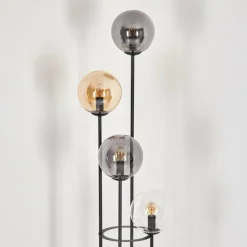 Gastor Lampadaire 30 cm Bois clair, Noir, 4 lumières