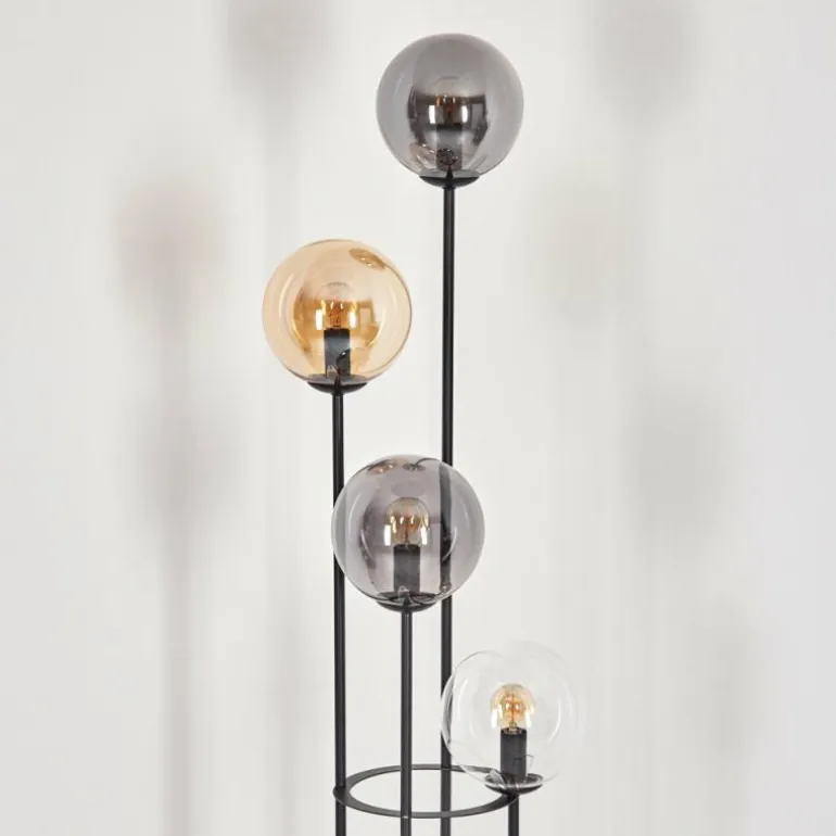 Gastor Lampadaire 30 cm Bois clair, Noir, 4 lumières