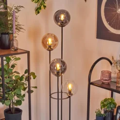 Gastor Lampadaire 30 cm Bois clair, Noir, 4 lumières