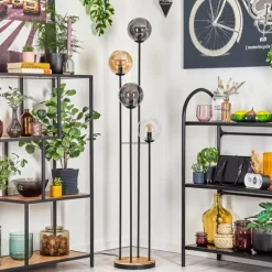 Gastor Lampadaire 30 cm Bois clair, Noir, 4 lumières