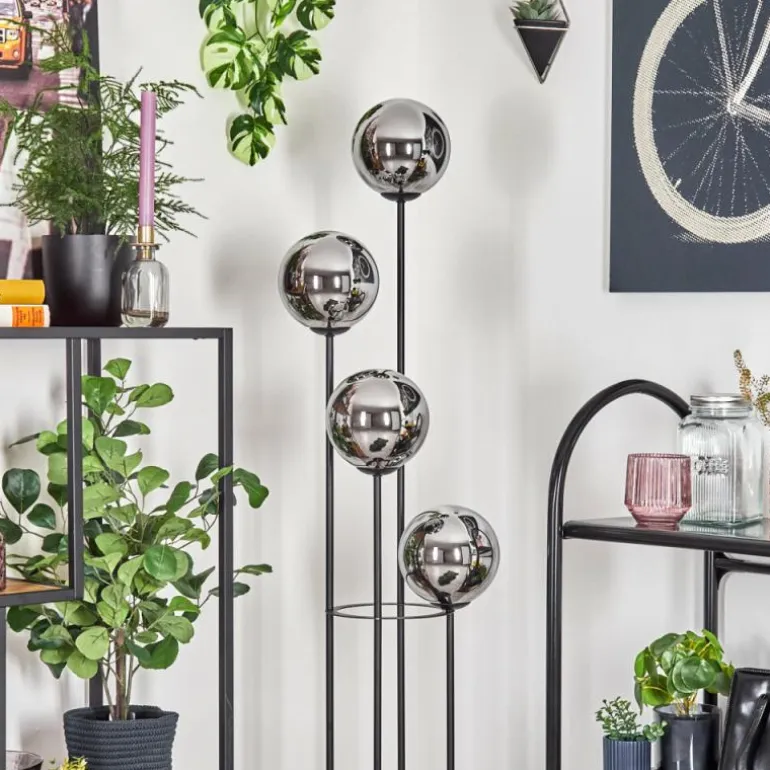 Gastor Lampadaire 25 cm Bois clair, Noir, 4 lumières