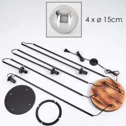 Gastor Lampadaire 25 cm Bois clair, Noir, 4 lumières