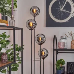 Gastor Lampadaire 25 cm Bois clair, Noir, 4 lumières