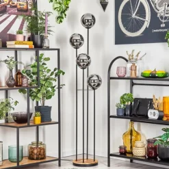 Gastor Lampadaire 25 cm Bois clair, Noir, 4 lumières