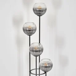 Gastor Lampadaire 25 cm Bois clair, Noir, 4 lumières
