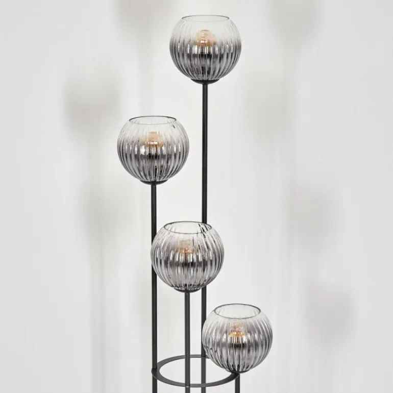 Gastor Lampadaire 25 cm Bois clair, Noir, 4 lumières