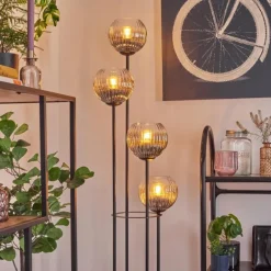 Gastor Lampadaire 25 cm Bois clair, Noir, 4 lumières