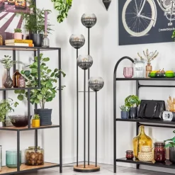Gastor Lampadaire 25 cm Bois clair, Noir, 4 lumières