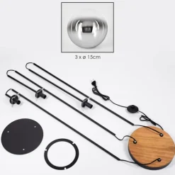 Gastor Lampadaire 30 cm Bois foncé, Noir, 3 lumières