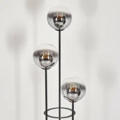 Gastor Lampadaire 30 cm Bois foncé, Noir, 3 lumières