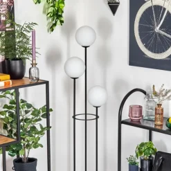 Gastor Lampadaire 30 cm Bois foncé, Noir, 3 lumières