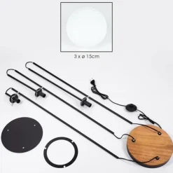Gastor Lampadaire 30 cm Bois foncé, Noir, 3 lumières