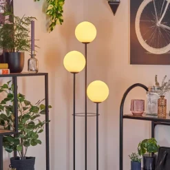 Gastor Lampadaire 30 cm Bois foncé, Noir, 3 lumières