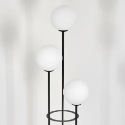 Gastor Lampadaire 30 cm Bois foncé, Noir, 3 lumières