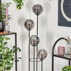 Gastor Lampadaire 30 cm Bois clair, Noir, 4 lumières