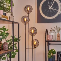 Gastor Lampadaire 30 cm Bois clair, Noir, 4 lumières