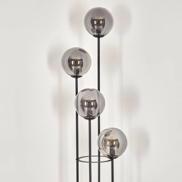 Gastor Lampadaire 30 cm Bois clair, Noir, 4 lumières