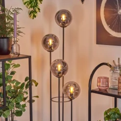 Gastor Lampadaire 30 cm Bois clair, Noir, 4 lumières