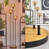 Gastor Lampadaire 30 cm Bois foncé, Noir, 3 lumières