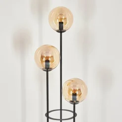Gastor Lampadaire 30 cm Bois foncé, Noir, 3 lumières