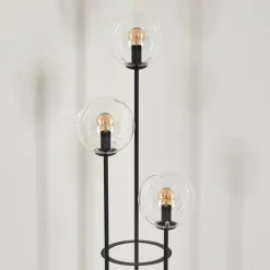 Gastor Lampadaire 30 cm Bois foncé, Noir, 3 lumières