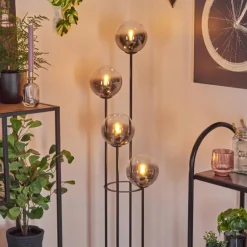 Gastor Lampadaire 30 cm Bois clair, Noir, 4 lumières