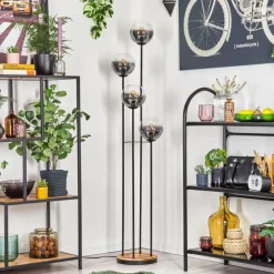 Gastor Lampadaire 30 cm Bois clair, Noir, 4 lumières
