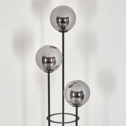 Gastor Lampadaire 25 cm Bois clair, Noir, 3 lumières