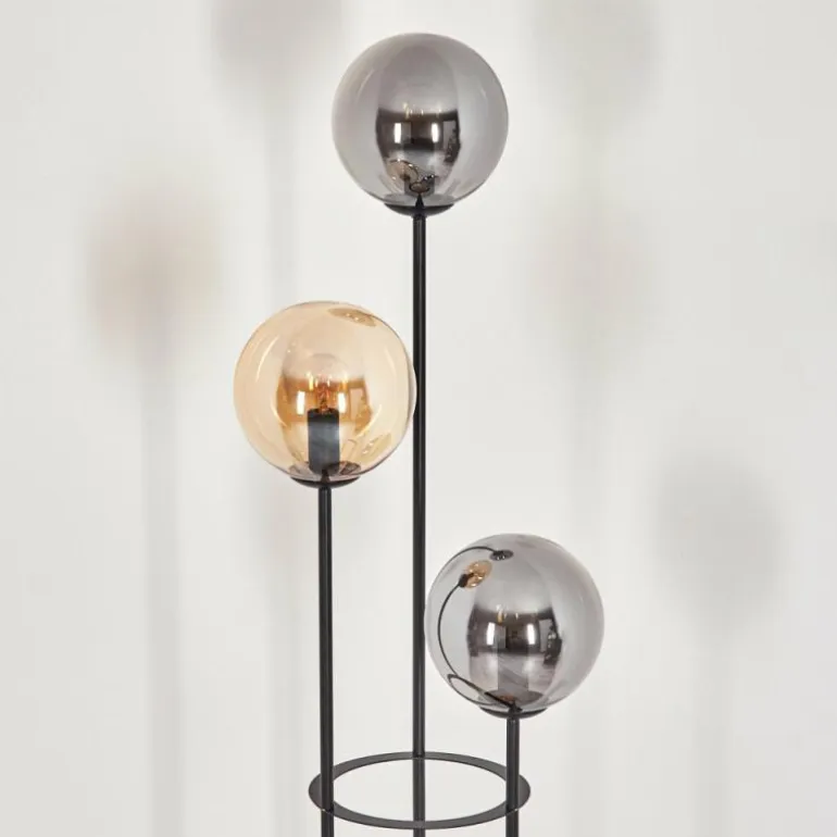Gastor Lampadaire 25 cm Bois clair, Noir, 3 lumières