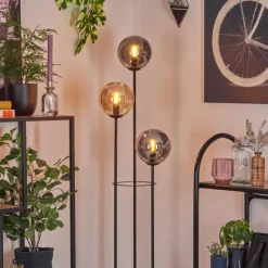 Gastor Lampadaire 25 cm Bois clair, Noir, 3 lumières