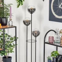 Gastor Lampadaire 25 cm Bois clair, Noir, 3 lumières