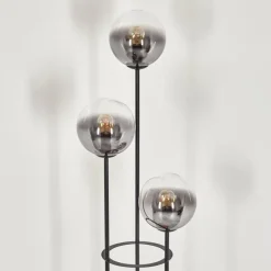 Gastor Lampadaire 25 cm Bois clair, Noir, 3 lumières