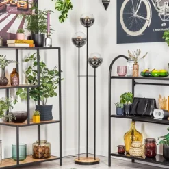 Gastor Lampadaire 25 cm Bois clair, Noir, 3 lumières