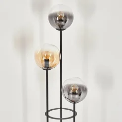 Gastor Lampadaire 25 cm Bois clair, Noir, 3 lumières