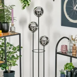 Gastor Lampadaire 25 cm Bois clair, Noir, 3 lumières