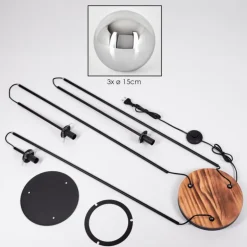 Gastor Lampadaire 25 cm Bois clair, Noir, 3 lumières