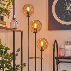 Gastor Lampadaire 30 cm Bois clair, Noir, 3 lumières
