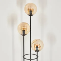 Gastor Lampadaire 30 cm Bois clair, Noir, 3 lumières