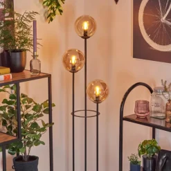 Gastor Lampadaire 30 cm Bois clair, Noir, 3 lumières